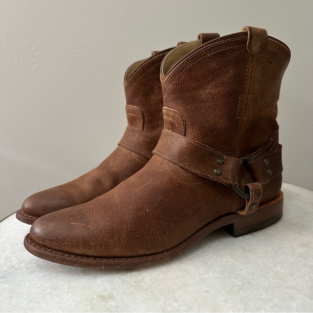 Women’s Brown Leather Harness Boots, Size 7 1/5 - Picture 4 of 16